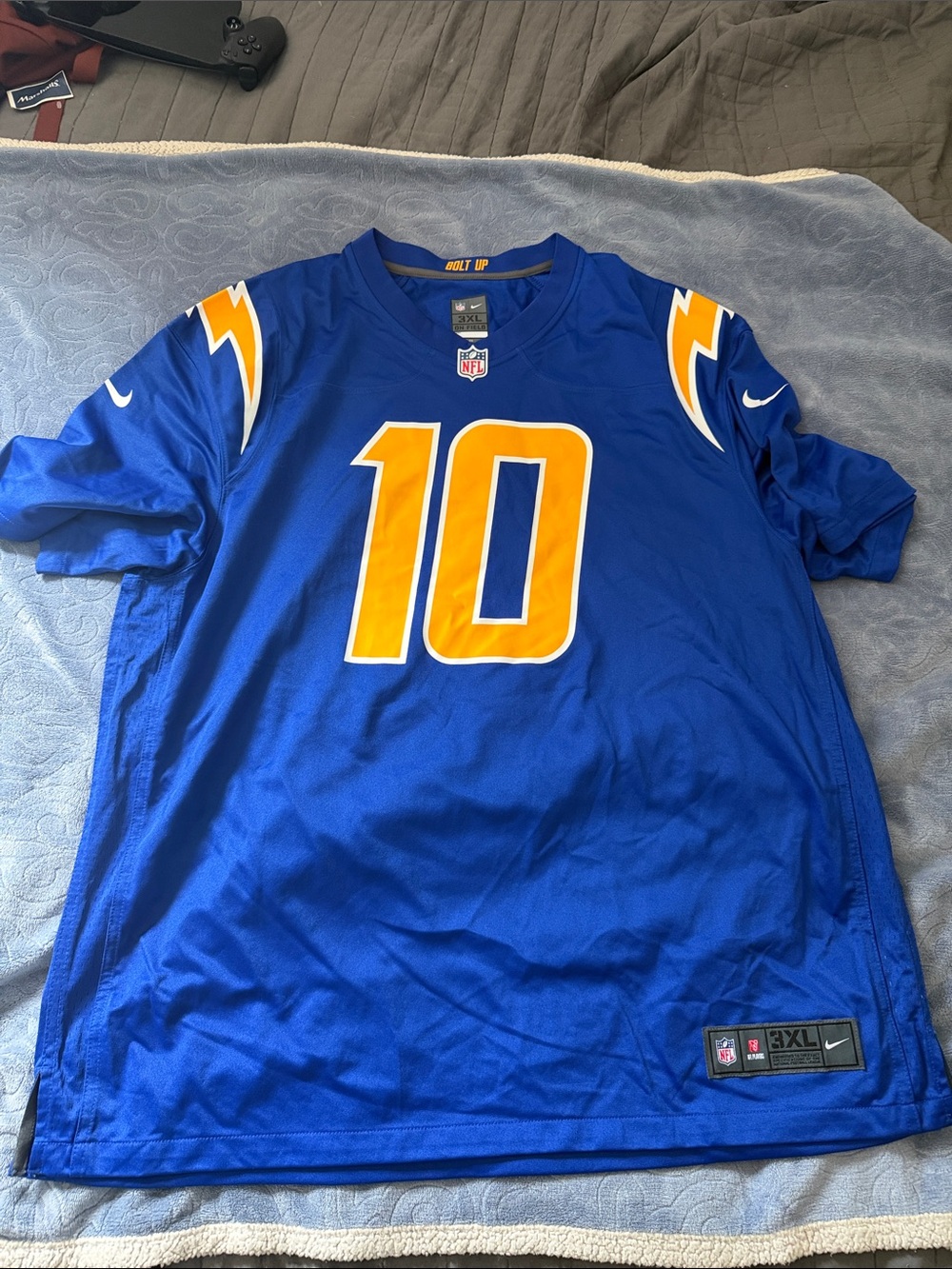 Los Angeles Chargers Jersey Mens 3XL Blue Nike On Field Justin Herbert #10 Logo